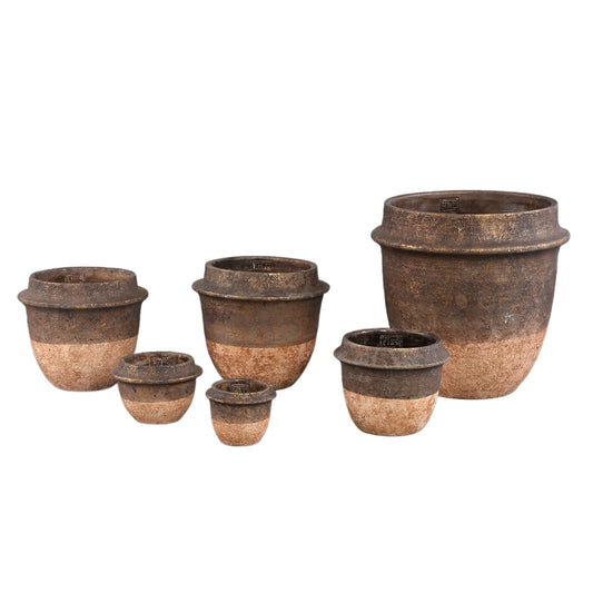 Christenee Grey Half Brown Cement Ronde Pot Groot S 30x30x30 cm
