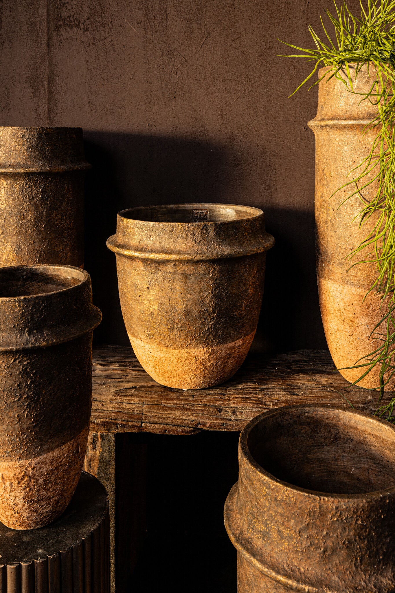 Christenee Grey Half Brown Cement Round Pot High L