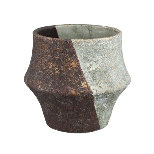 Husna Grijs Half Bruin Cement Ronde Ufo Pot L – Set van 6 Stuks - 6 Sets 17x19x19 cm