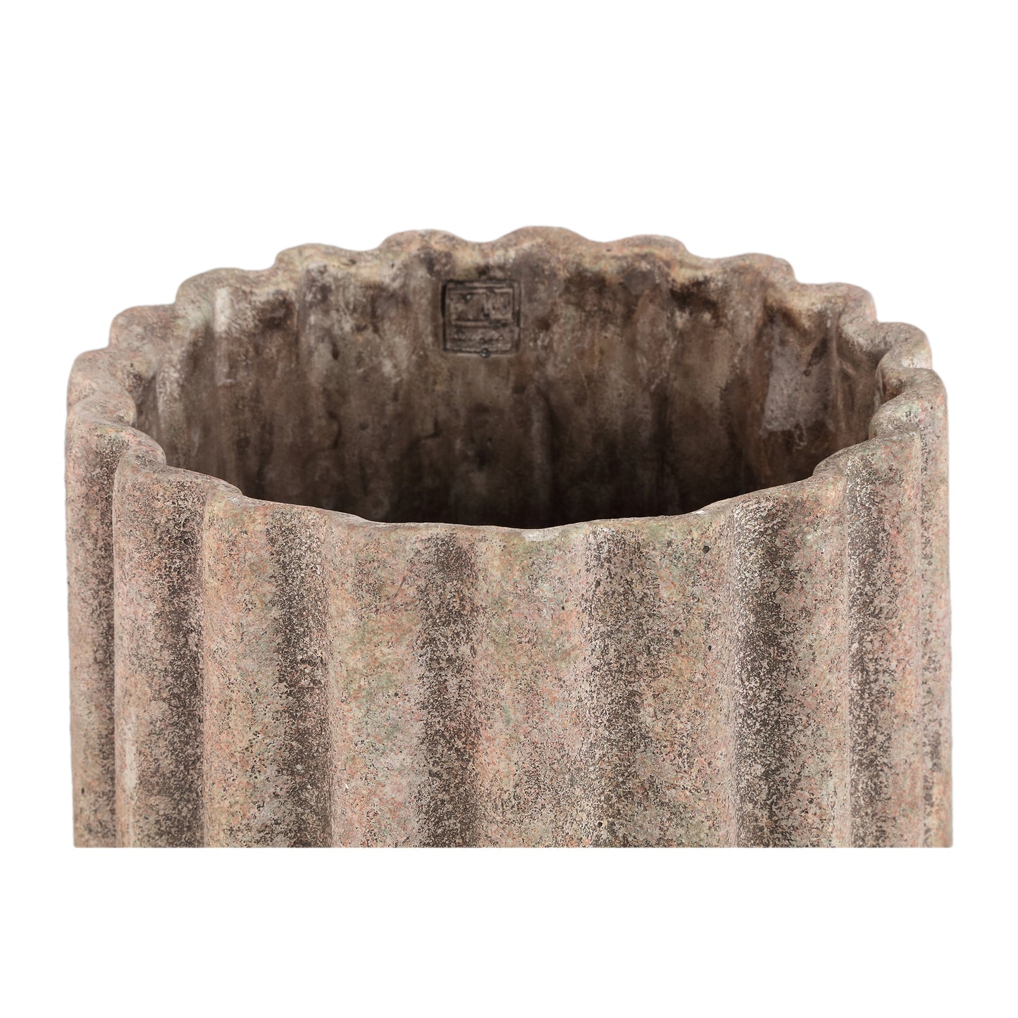 Jaydean Grey Cement Pot Ribbed Structure Round XXL