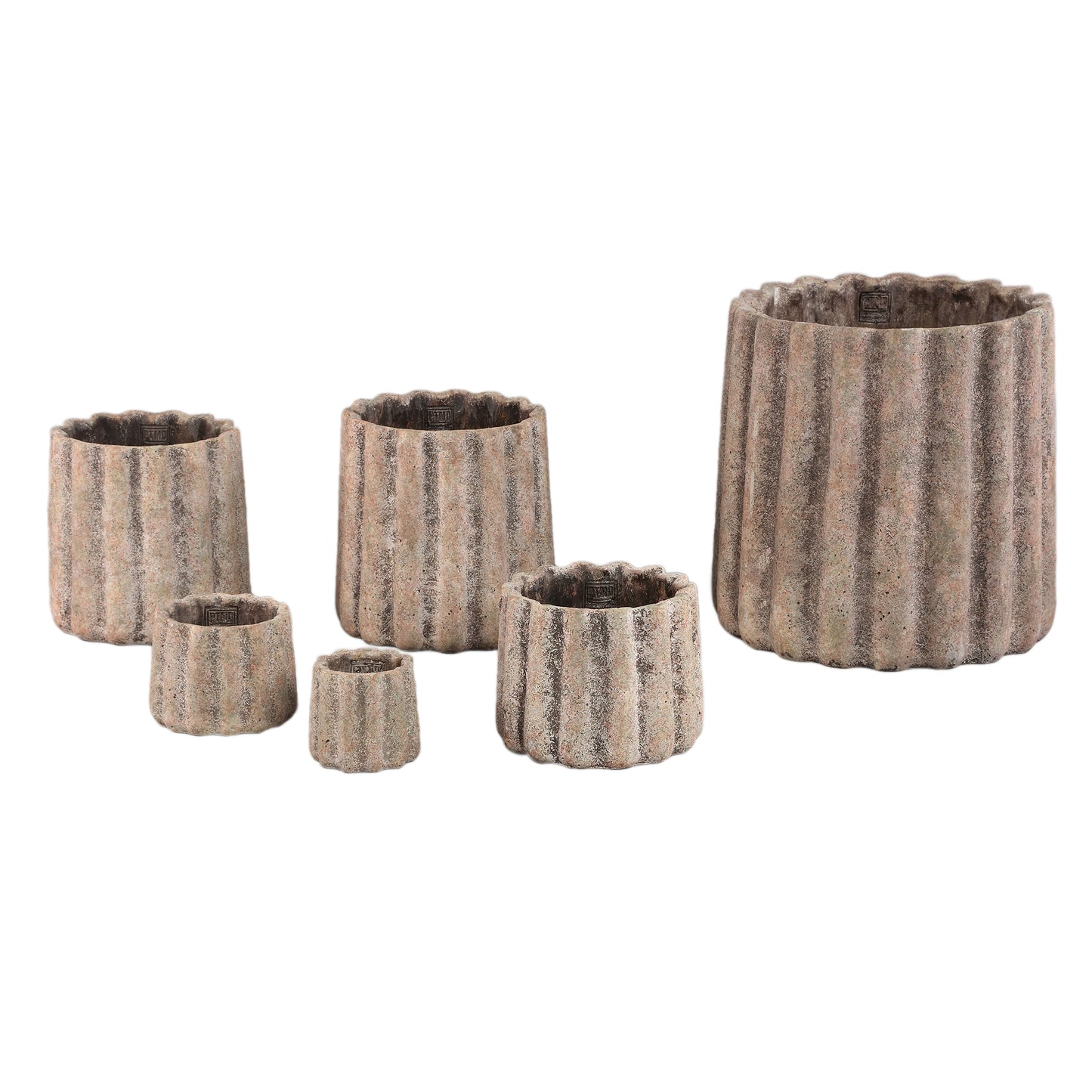 Jaydean Grey Cement Pot Ribbed Structure Round XXL