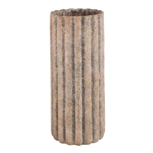 Jaydean Grey Cement Pot Ribbed Structure High L