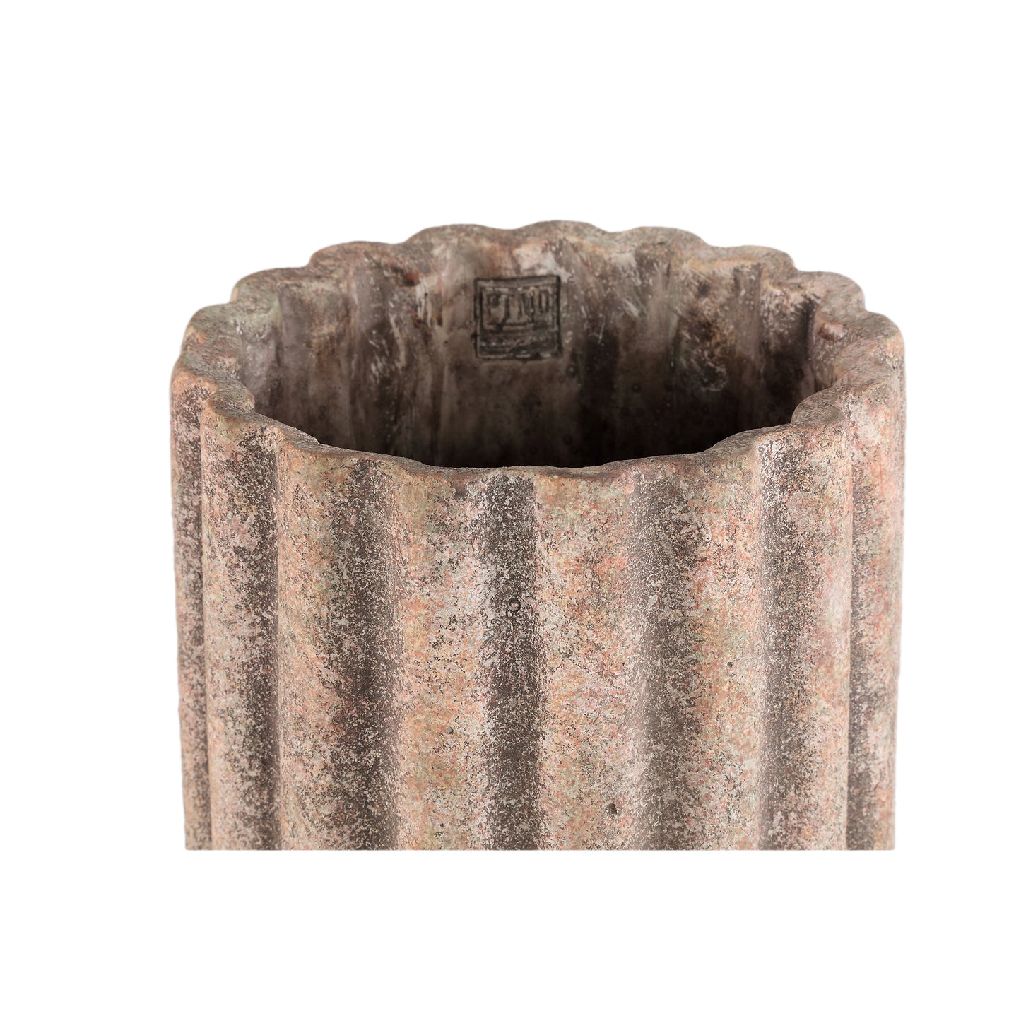 Jaydean Grey Cement Pot Ribbed Structure High L