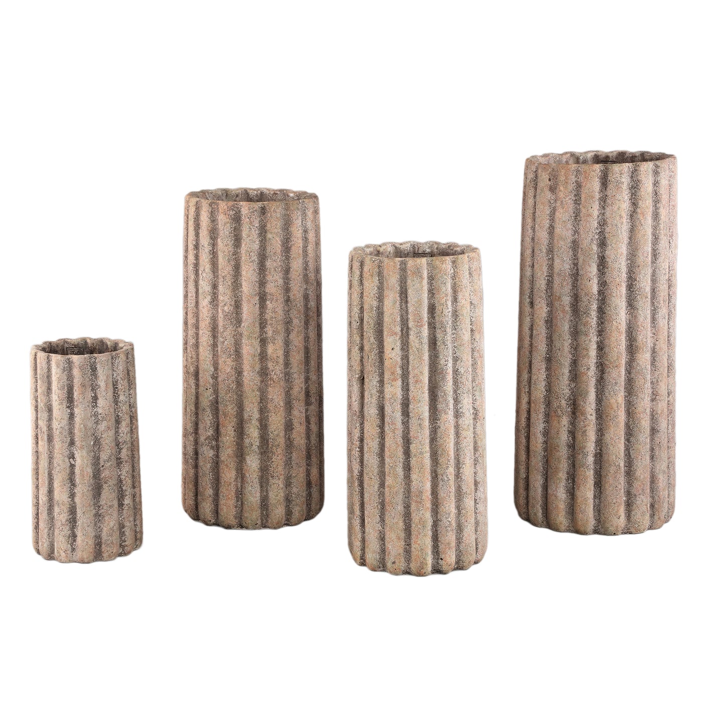 Jaydean Grey Cement Pot Ribbed Structure High L