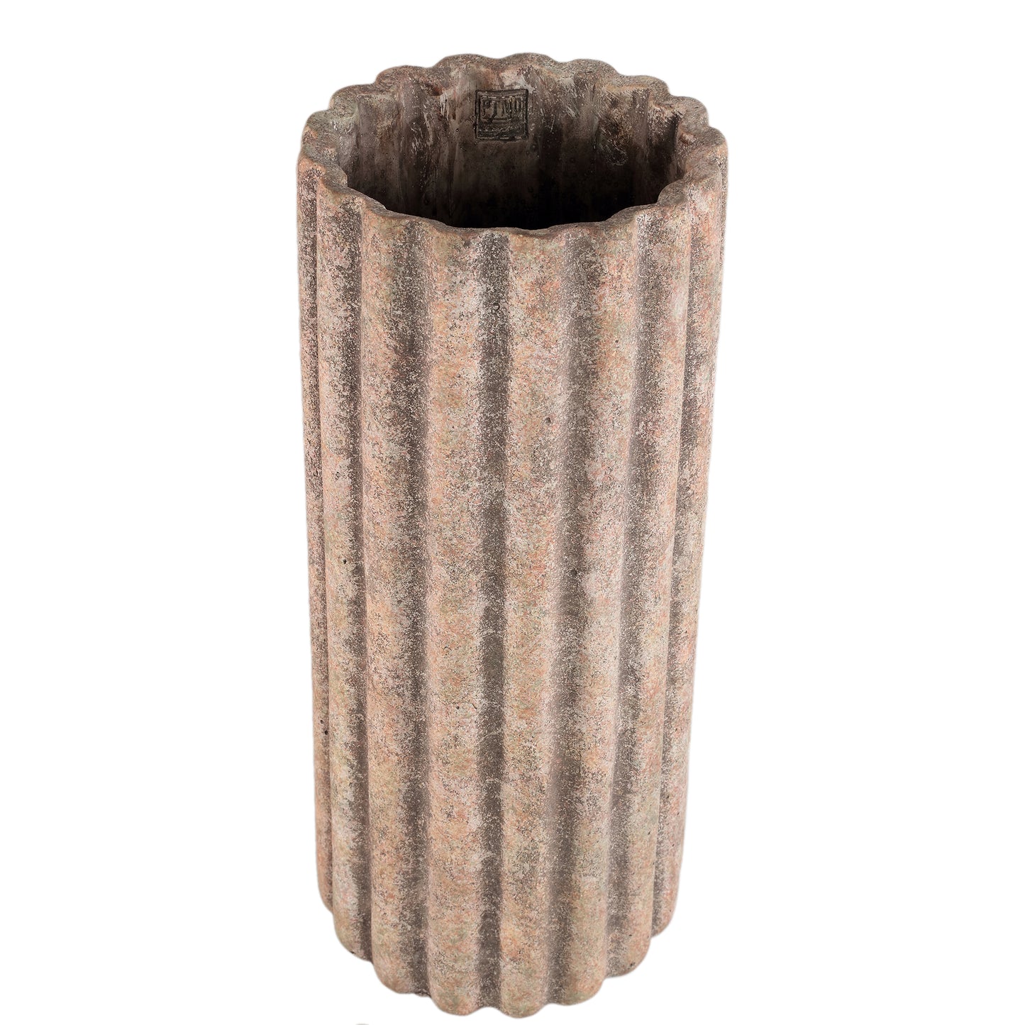 Jaydean Grey Cement Pot Ribbed Structure High L