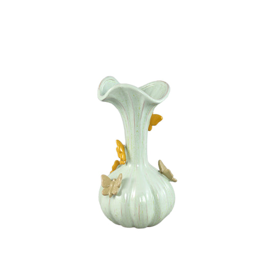 Tamarae Green Ceramic Flowy Vase W Butterfly M