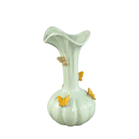 Tamarae Green Ceramic Flowy Vase W Butterfly L