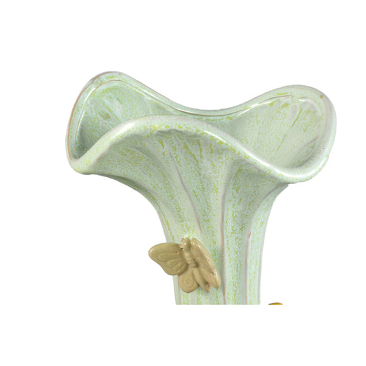 Tamarae Green Ceramic Flowy Vase W Butterfly L