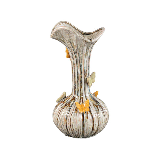 Tamarae Cream Ceramic Flowy Vase W Butterfly L