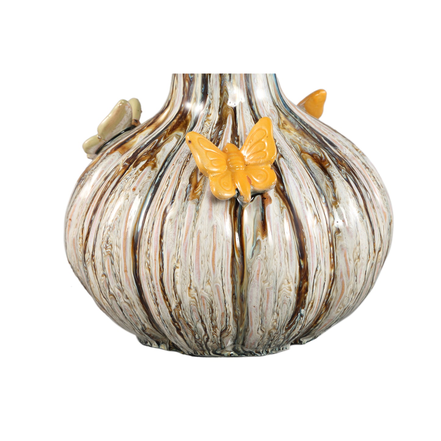 Tamarae Cream Ceramic Flowy Vase W Butterfly L