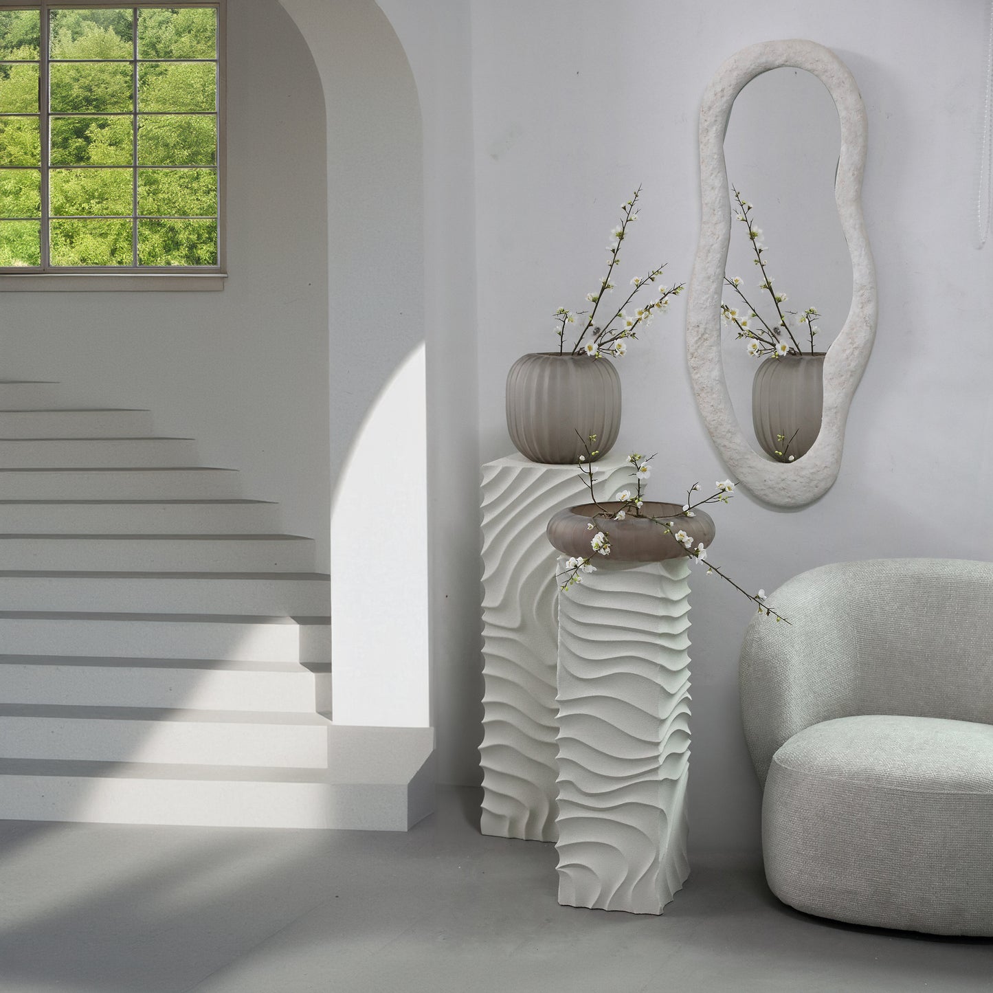 Isaiah White Mdf Pedestal Wavy Design SV2