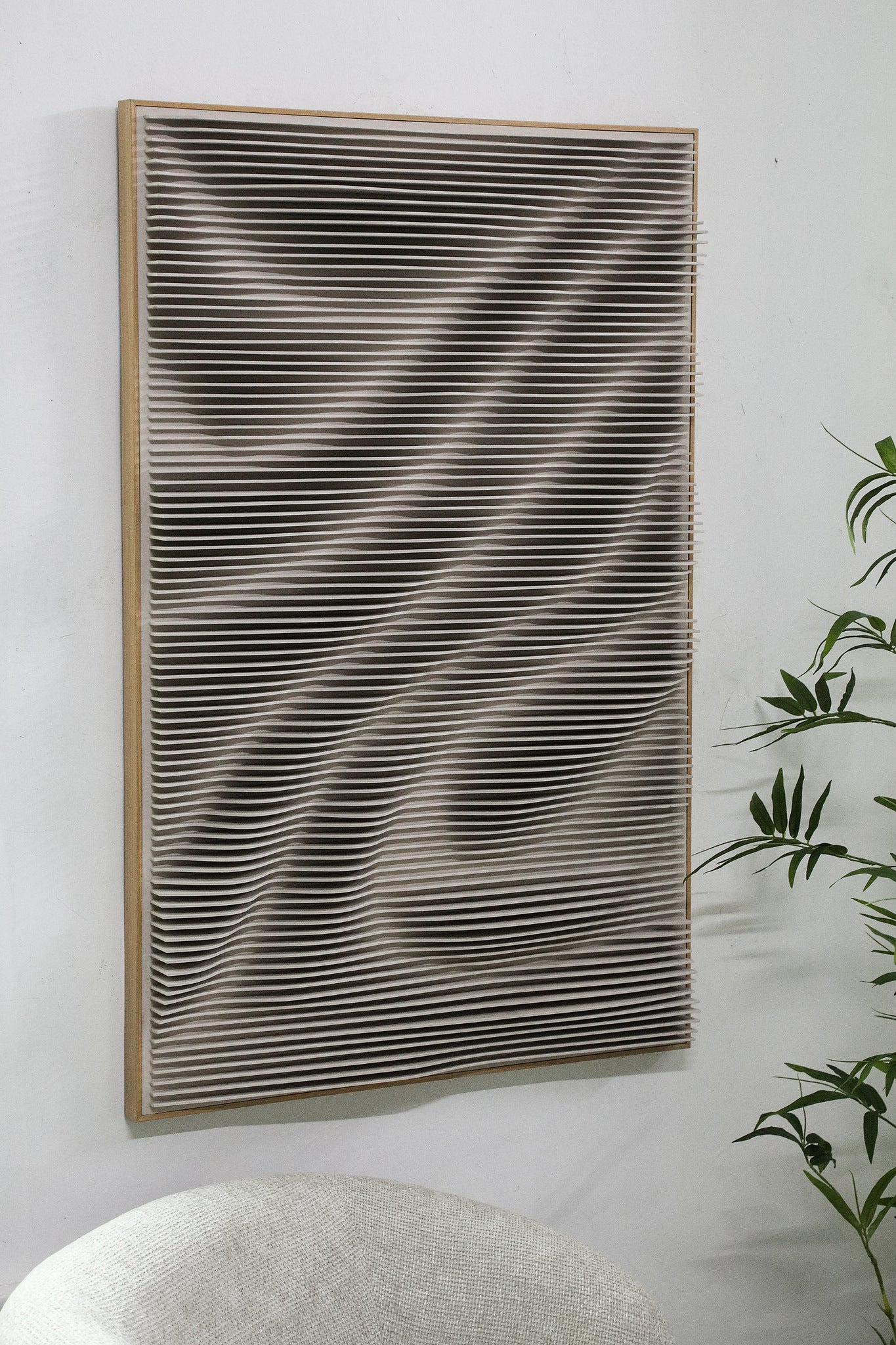 Aleishia Cream Rect Mdf Wallpanel Wavy Design
