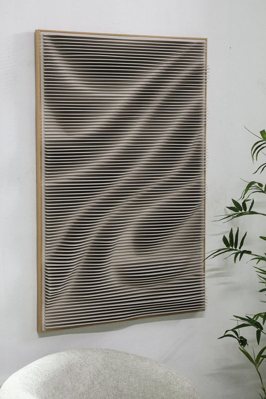Aleishia Cream Rect Mdf Wallpanel Wavy Design