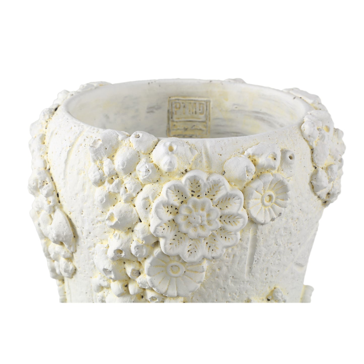 Coreal White Round Cement Pot With Coral L