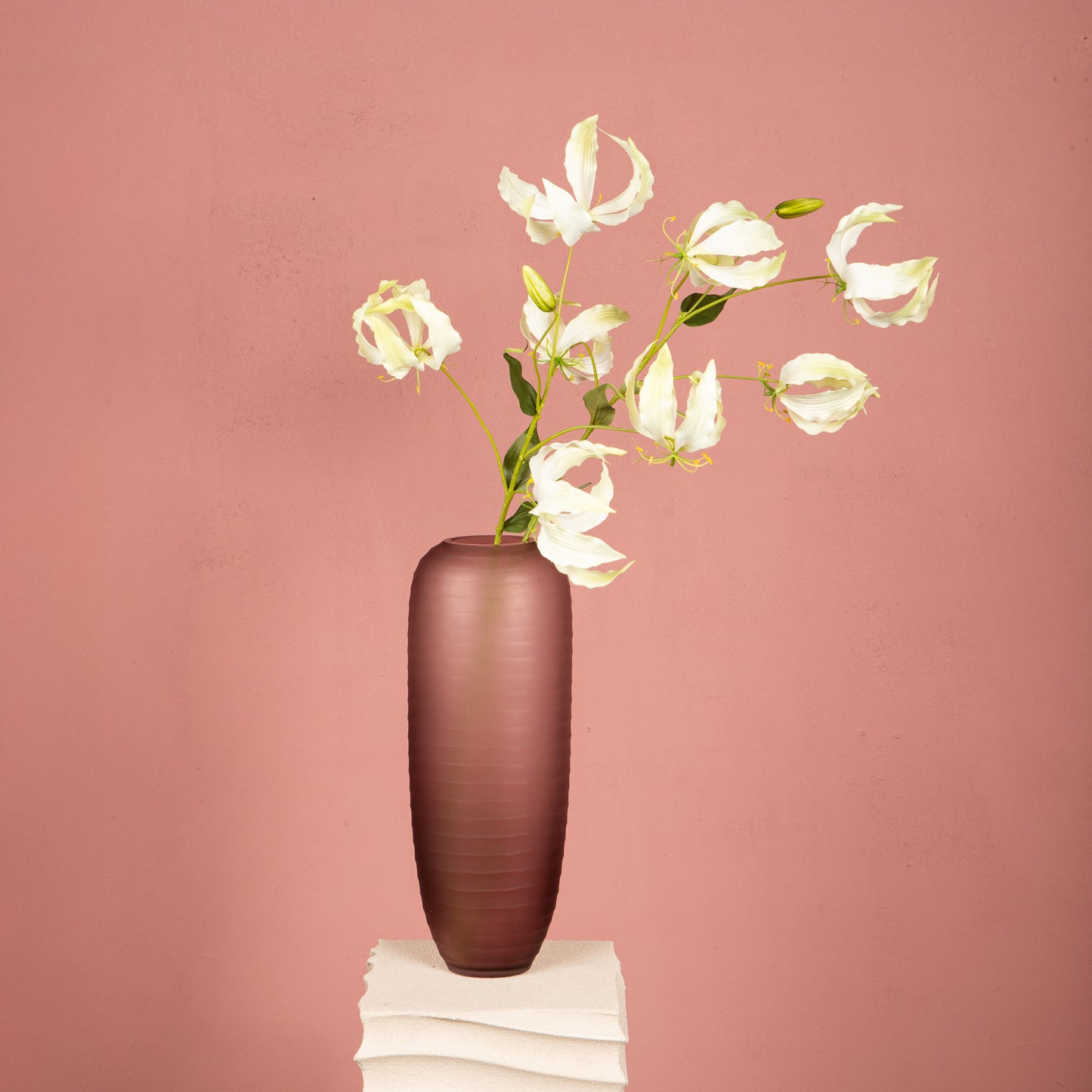 Garden Flower Crème Gloriosa Spray Met Bladeren - Set van 12 94x40x36 cm