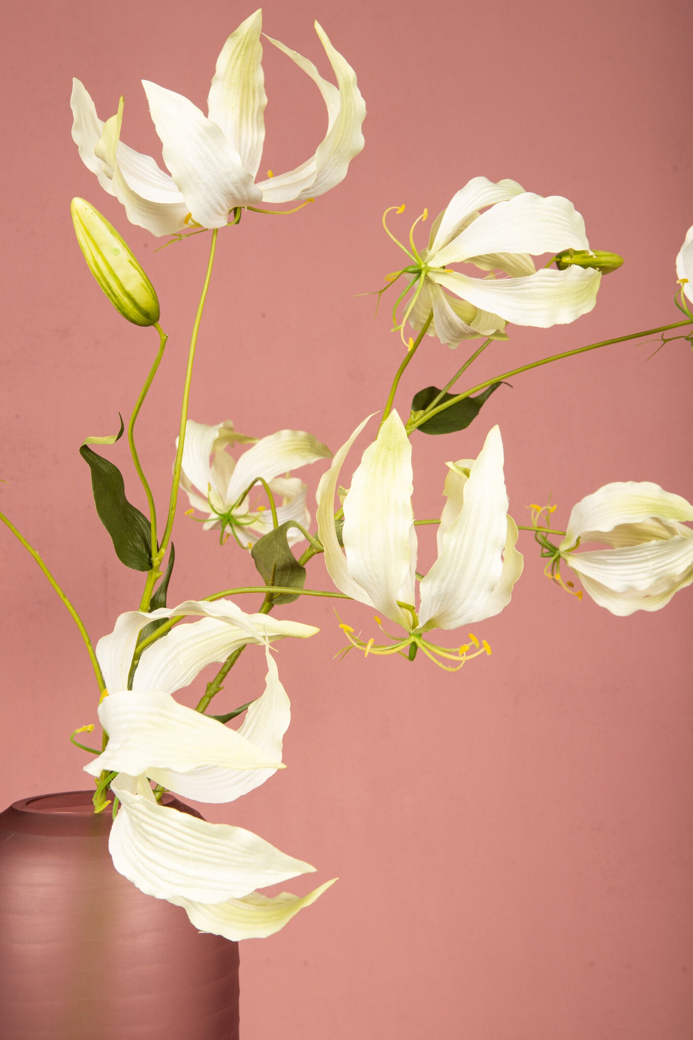 Garden Flower Crème Gloriosa Spray Met Bladeren - Set van 12 94x40x36 cm