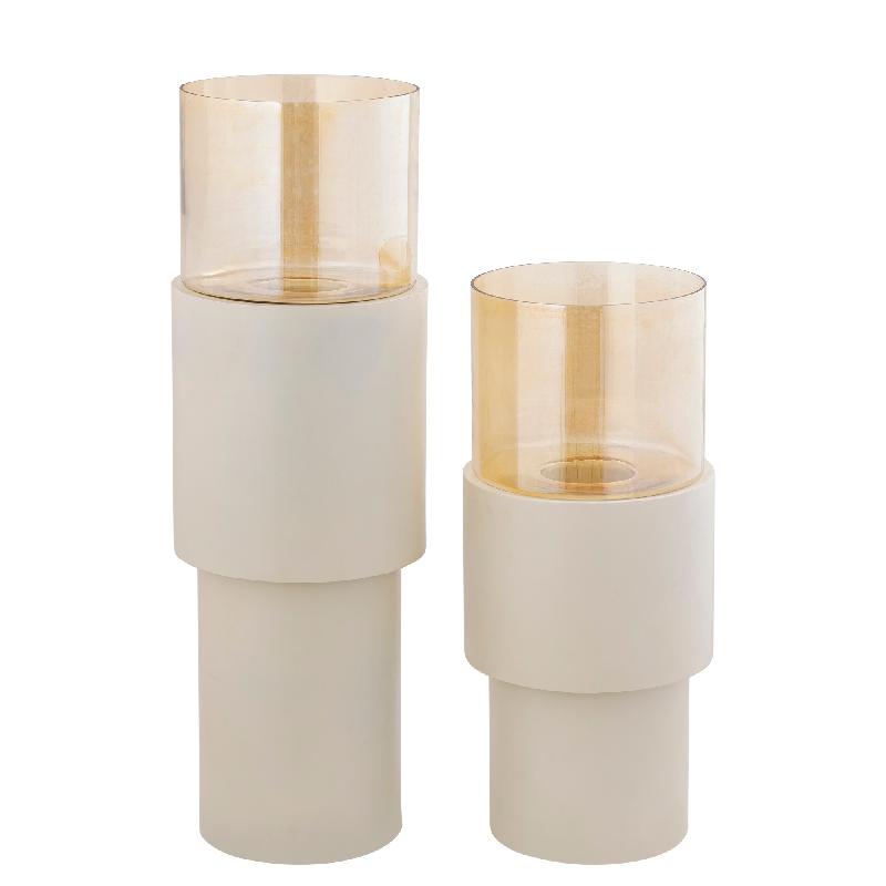 Soon Crème Ijzeren Vloer Stormglas Glans S 75x33x33 cm