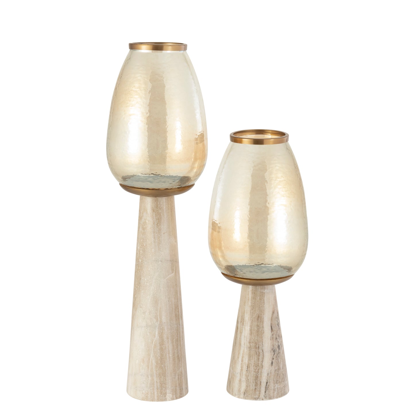 Berdand Beige Vloer Windlicht Glazen Kegel L 79x22x22 cm