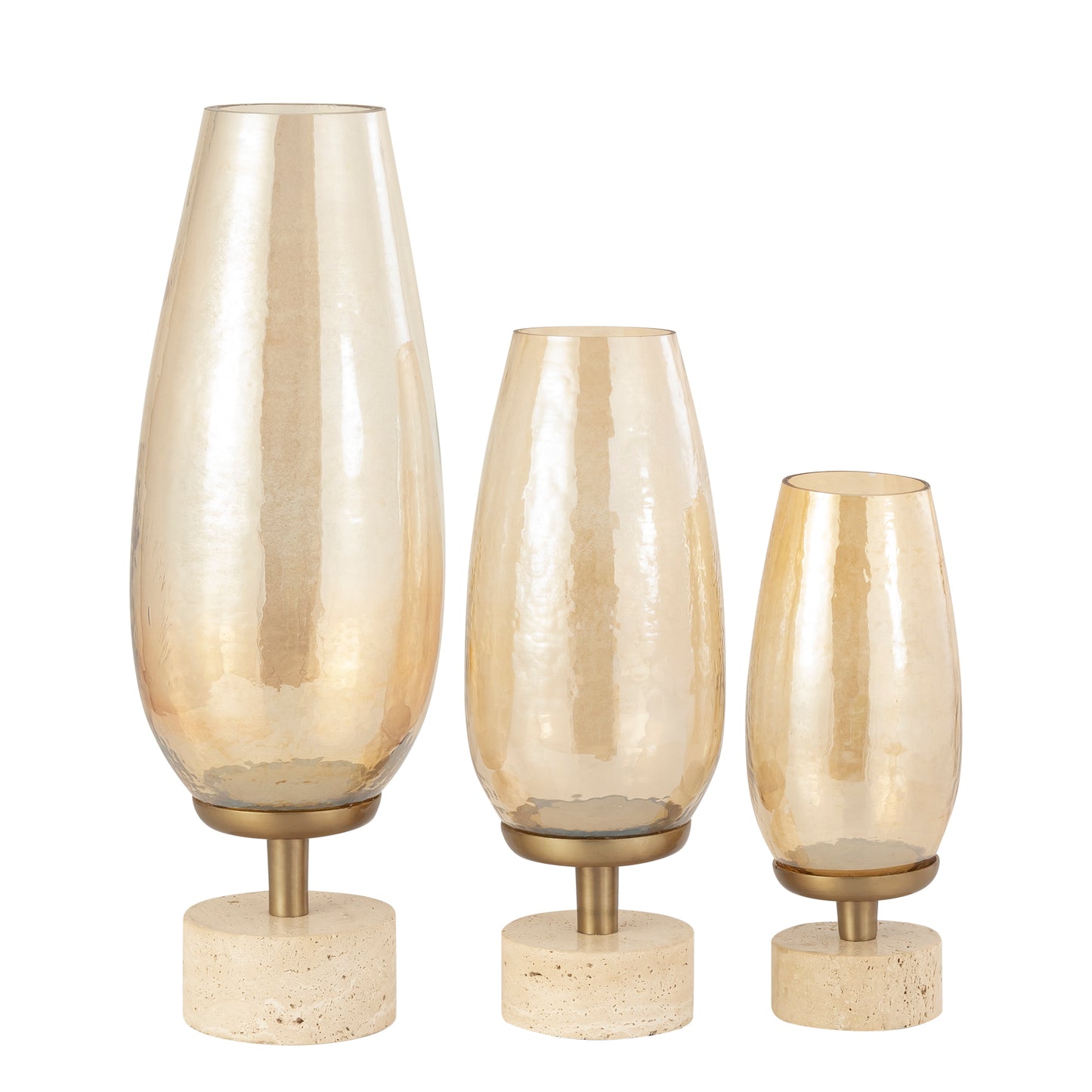 Sajeth Messing Lustre Glas Windlicht Op Voet L 57x17.5x17.5 cm