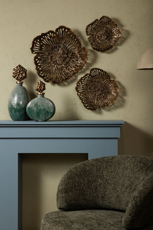 Ryhann Brass Casted Alu Flower Wall Deco Bowl M
