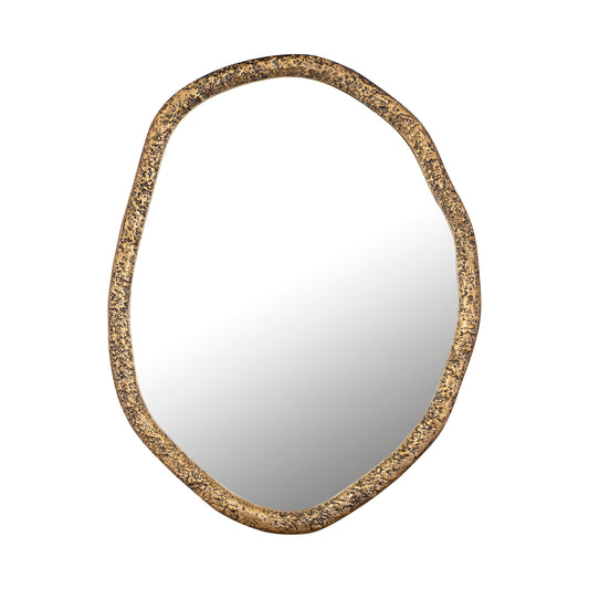 Paislie Brass Organic Shaped Mirror Round