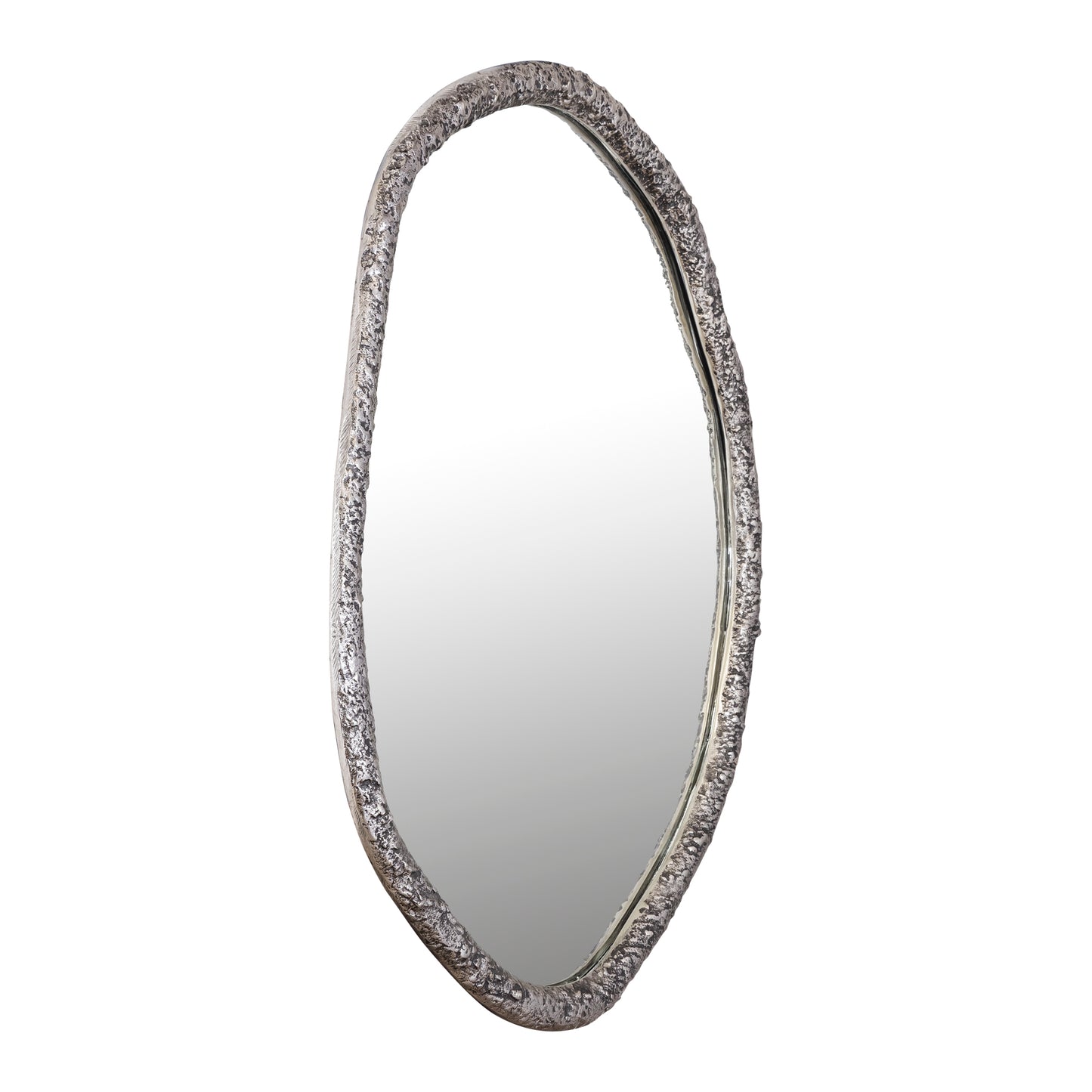 Paislie Nickel Organic Shaped Mirror Round
