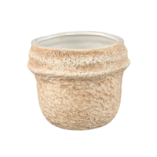 Mauvi Natuurlijke Keramische Pot Golvende Rand Rond L Set Van 12 Stuks - 12 Sets 13.5x16.5x16.5 cm