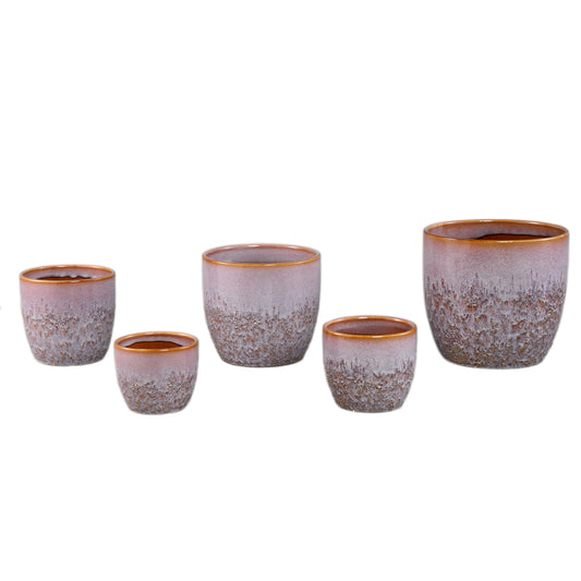 Harper Roze Keramische Pot Bombey Rond XL Set van 6 - 6 Sets 18x20.5x20.5 cm