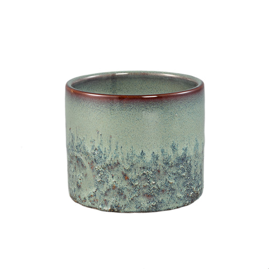 Suzann Groene Keramische Pot Rond Recht Ruw M Set Van 12 Stuks - 12 Sets 10x11.5x11.5 cm
