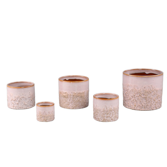 Mary Roze Keramische Pot Rond Recht Glad Set van 6 - 6 Sets 15.5x17x17 cm