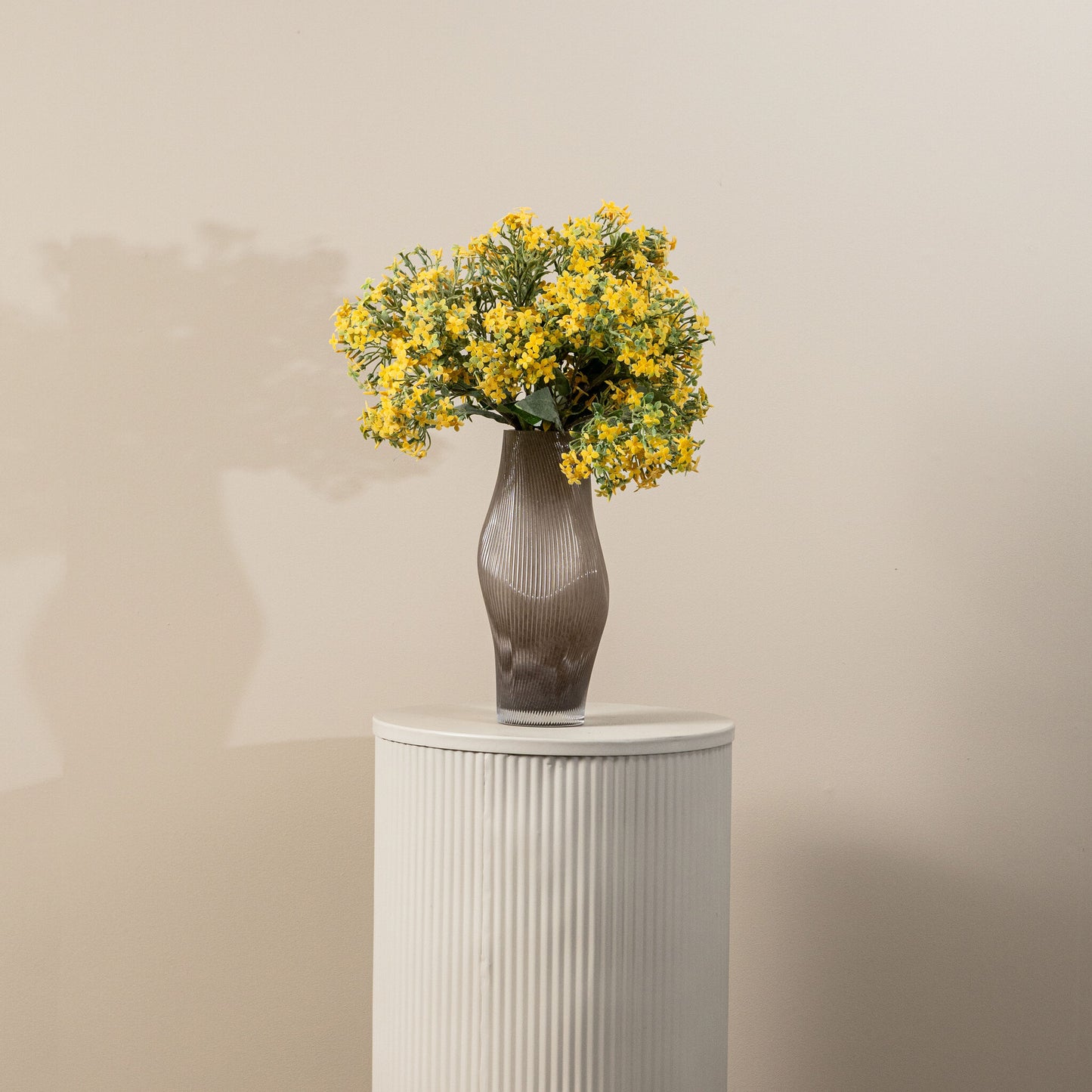 Dried Twig Gele Kleine Bloem Spray Met Bladeren - Set van 12 50x28x15 cm