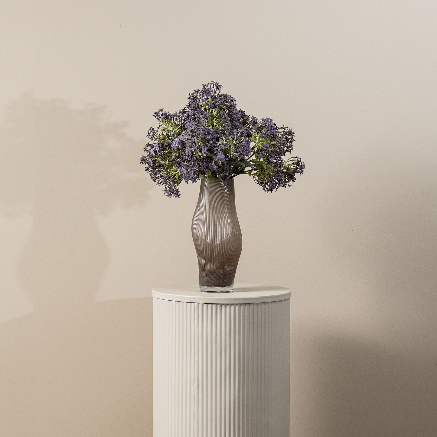 Dried Twig Paarse Kleine Bloem Spray Met Bladeren - Set van 12 50x28x15 cm