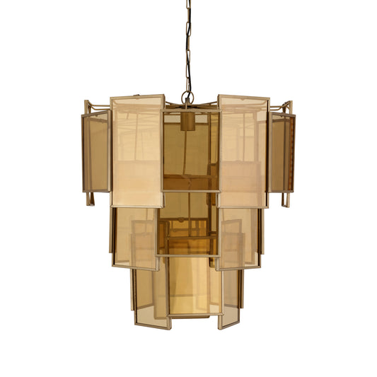 Loucas Messing Lustre Glazen Hanglamp Gelaagd L 72x56x56 cm