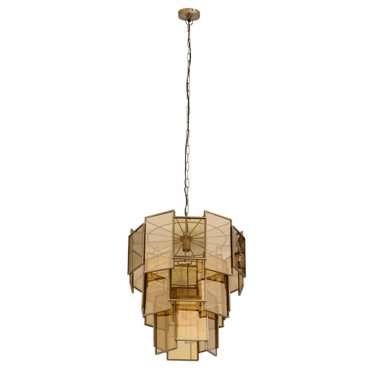 Loucas Messing Lustre Glazen Hanglamp Gelaagd L 72x56x56 cm
