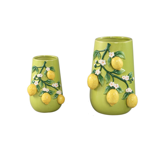 Stacy Green Ceramic Vase With Lemons On Twig S