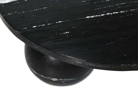 Diro Zwarte Marmer Ronde Salontafel Met 3 Ballen 33x99x99 cm