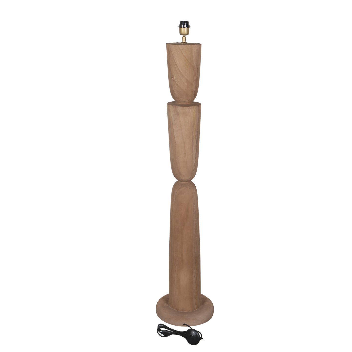 Lorinne Natural Mango Wood Layered Floor Lamp Base