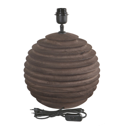 Roven Brown Mango Wood Ribbed Table Lamp Base