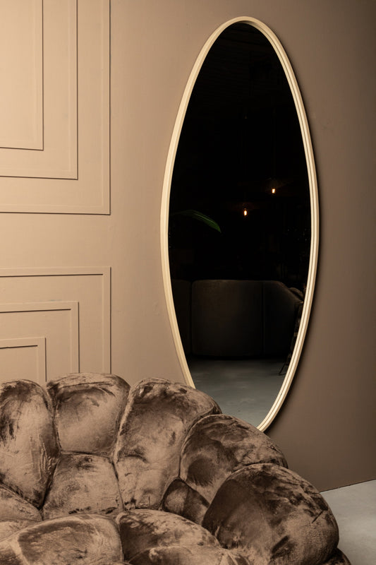 Serine Sand Steel Oval Mirror Small