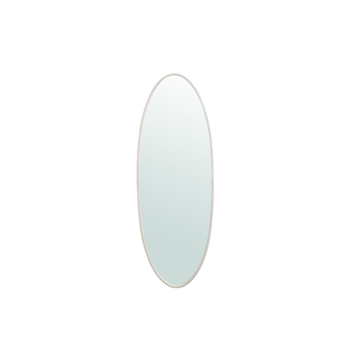 Serine White Steel Oval Mirror Small