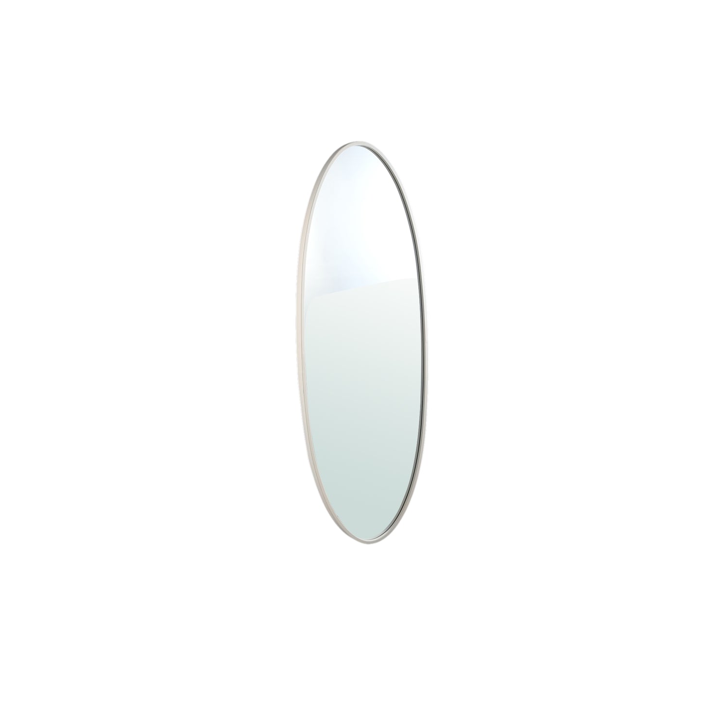 Serine White Steel Oval Mirror Small