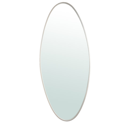 Serine White Steel Oval Mirror Large