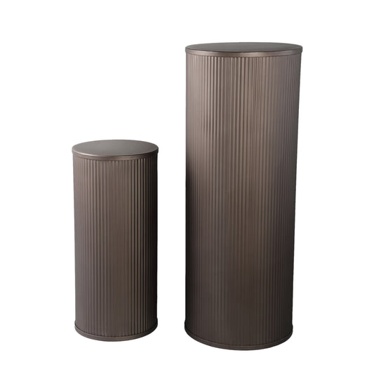 Midda Dark Grey Steel Ribbed Pedestal Set Of 2