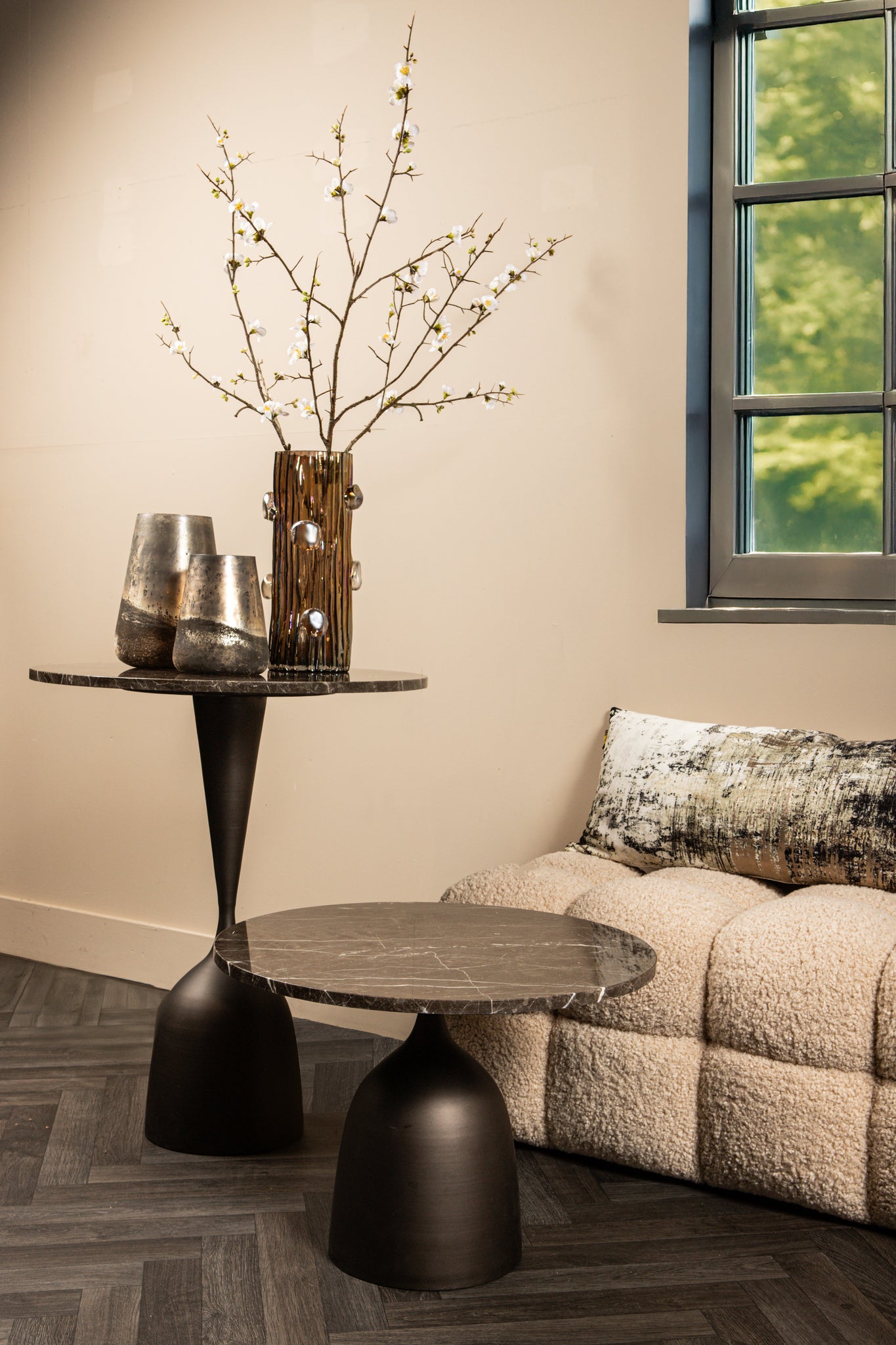 Patras Side Table Brown Marble