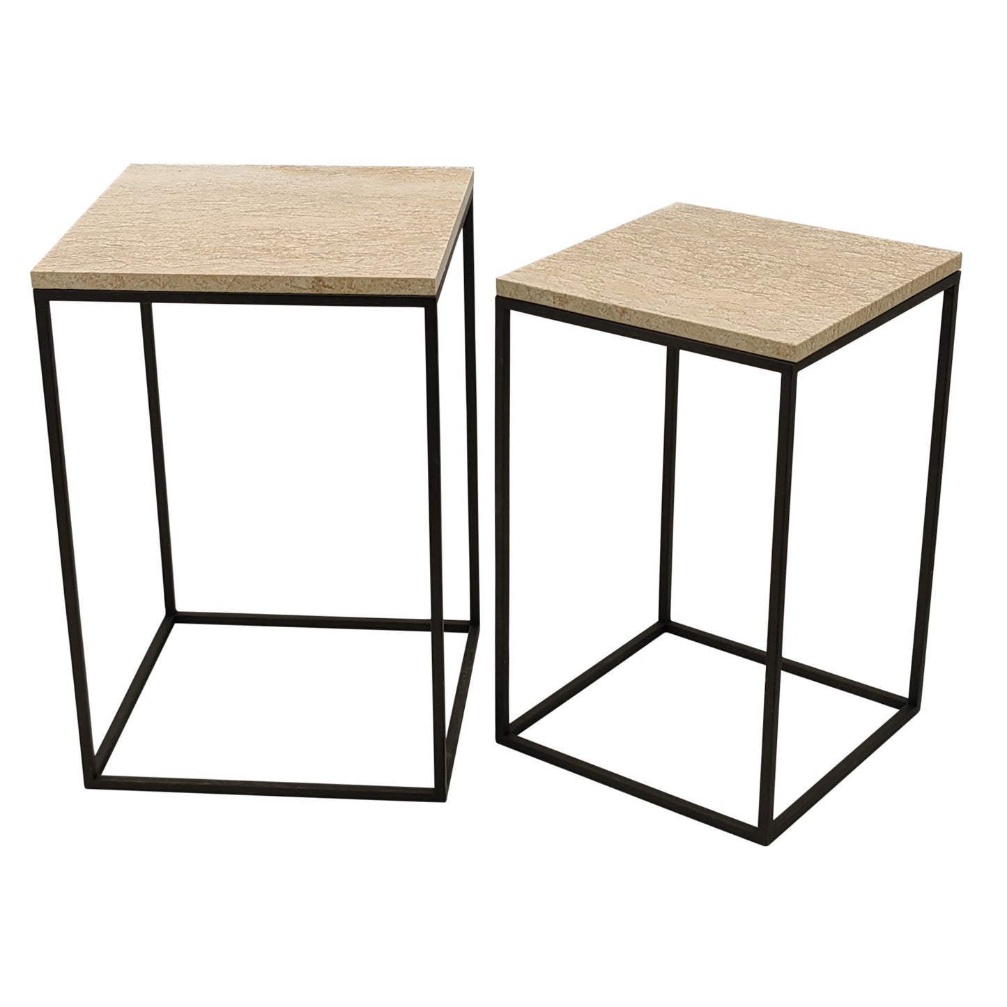 Volos Set Of 2 Side Tables Beige Marble