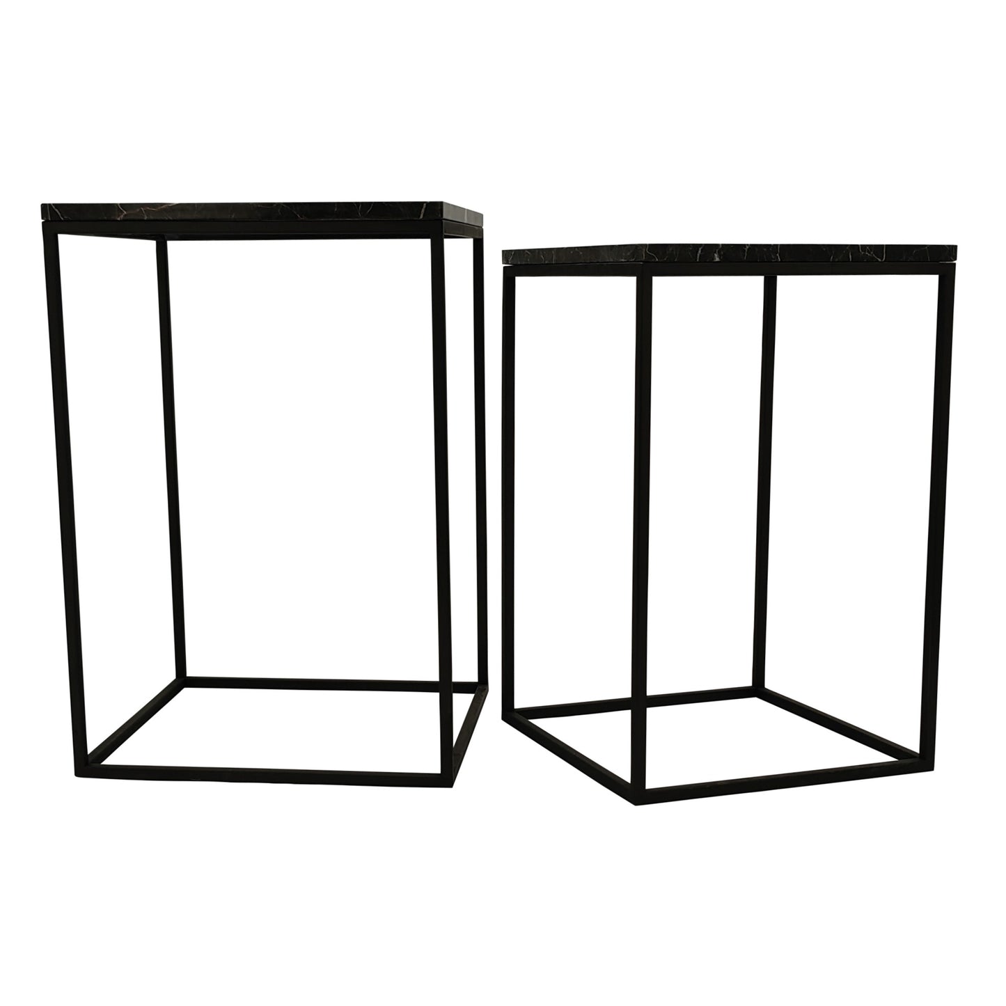 Volos Set Of 2 Side Tables Brown Marble