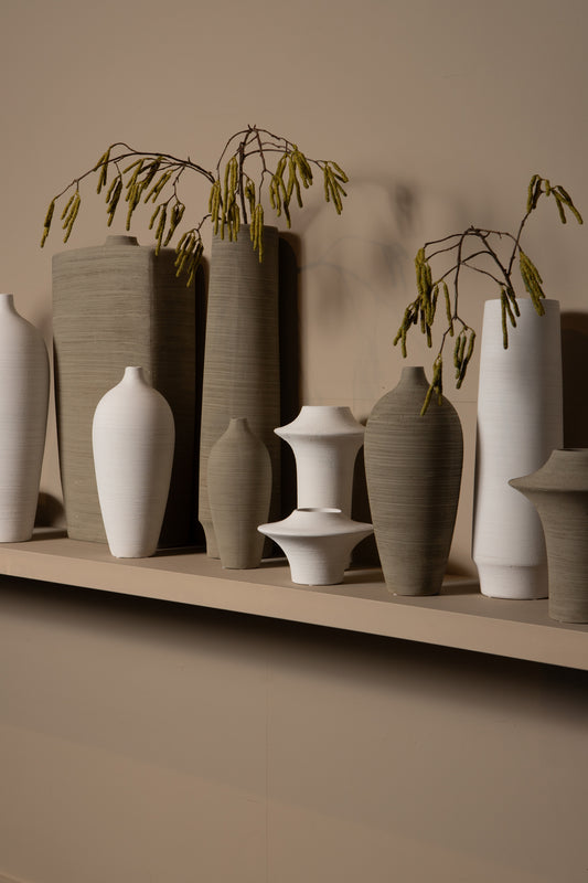 Cavinn Beige Matt Ceramic Bottle Vase L