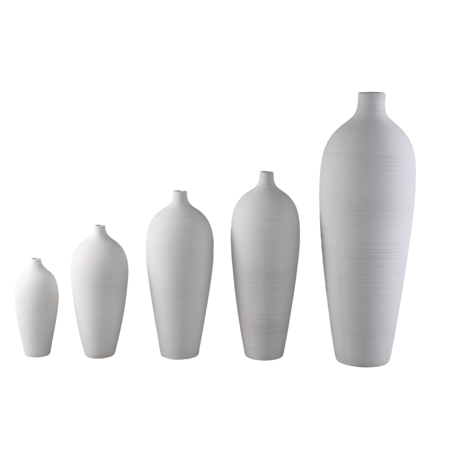 Cavinn Witte Mat Keramische Fles Vaas Set van 4 Stuks 35x15x15 cm