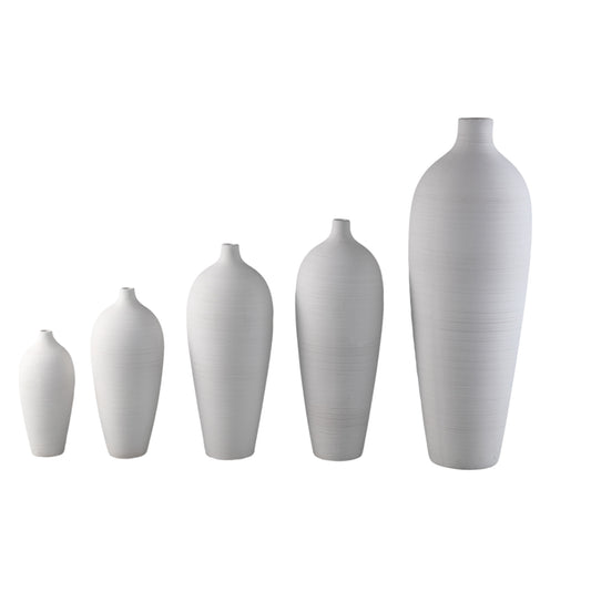 Cavinn Wit Mat Keramische Fles Vaas XS Set van 6 28x13x13 cm