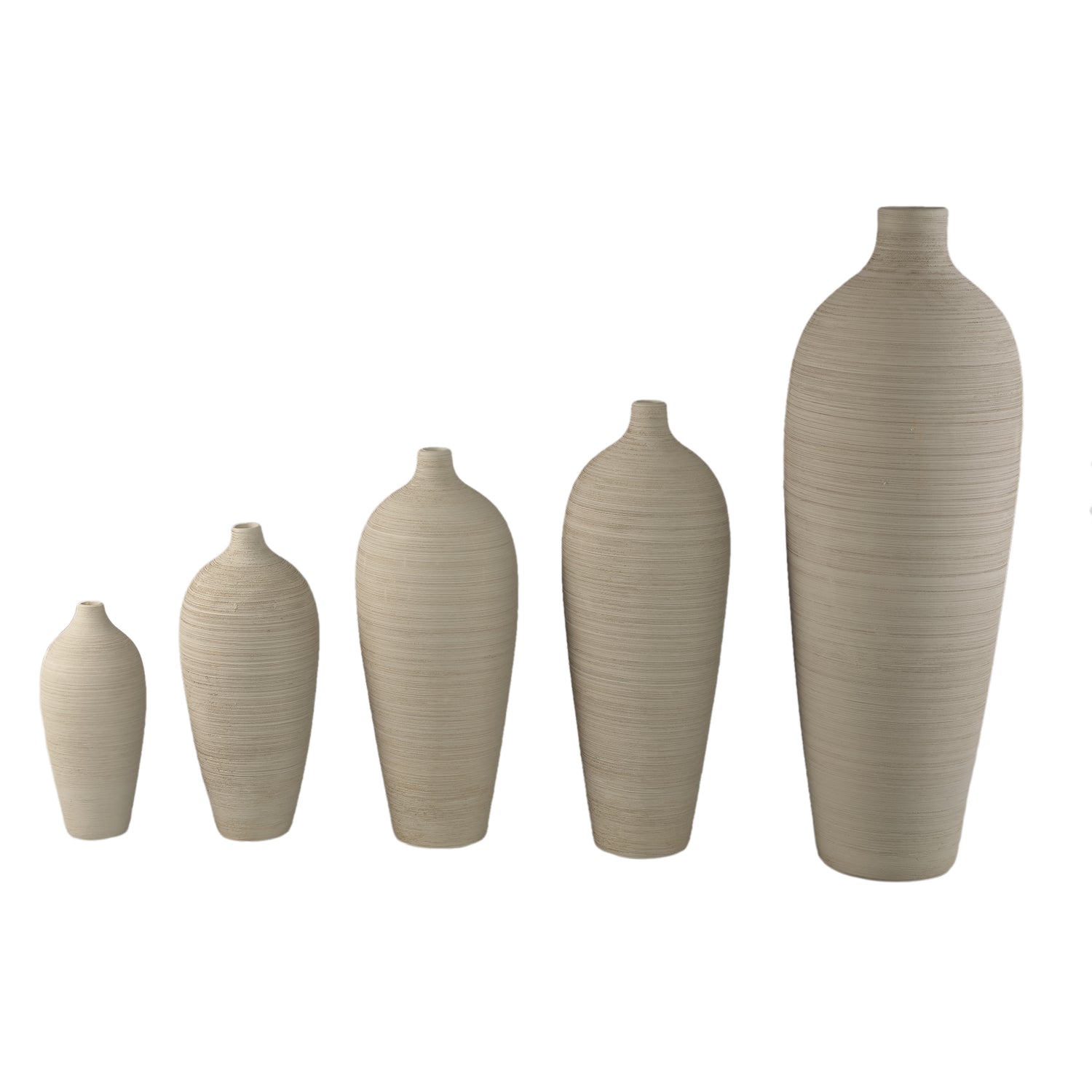 Cavinn Beige Mat Keramische Fles Vaas XS Set van 6 Stuks 28x13x13 cm
